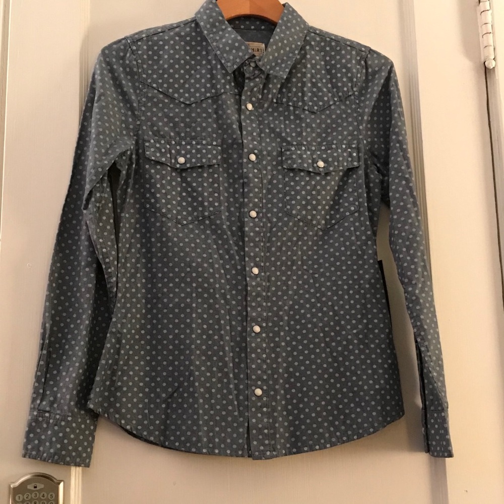 Joe’s Blue Polka Dot Denim Button Down Shirt